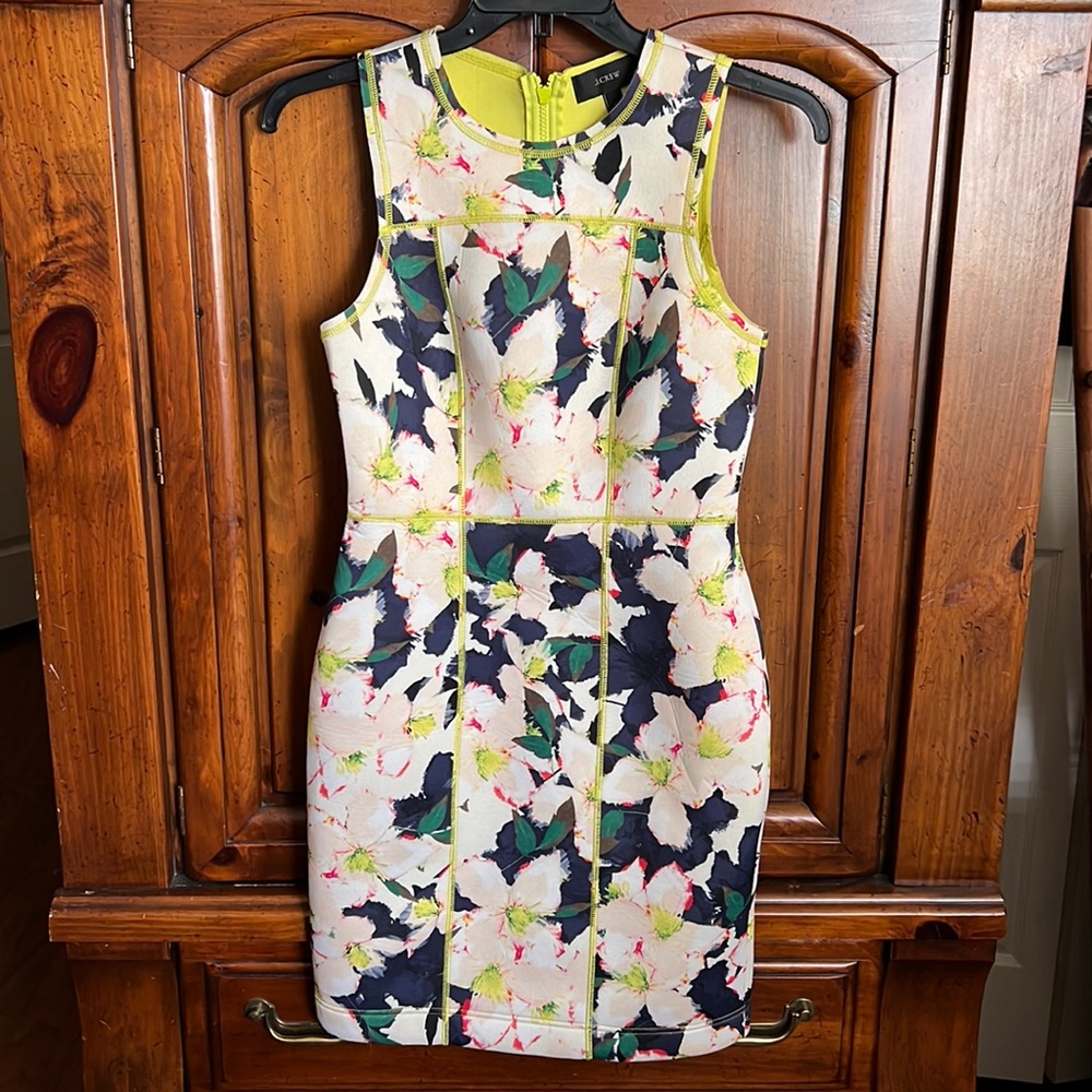 J.Crew Floral Cove Surf Neoprene Shift Dress Sleeveless Multicolor Size 6